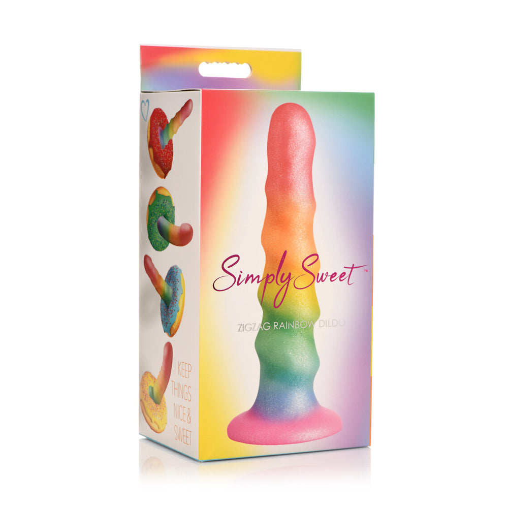 Simply Sweet 6.5" Zigzag Rainbow Dildo | 653078943672 | Available at EroticWarehouse.com