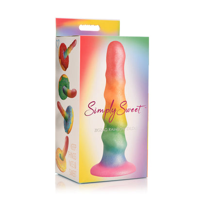 Simply Sweet 6.5" Zigzag Rainbow Dildo | 653078943672 | Available at EroticWarehouse.com