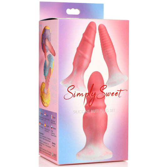 Simply Sweet Silicone Butt Plug Set Blue | 653078943740 | Available at EroticWarehouse.com