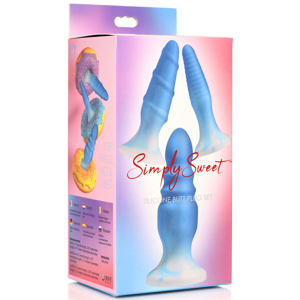 Simply Sweet Silicone Butt Plug Set Pink | 653078943757 | Available at EroticWarehouse.com