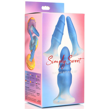 Simply Sweet Silicone Butt Plug Set Pink | 653078943757 | Available at EroticWarehouse.com