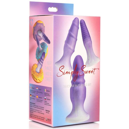 Simply Sweet Silicone Butt Plug Set Purple | 653078943764 | Available at EroticWarehouse.com