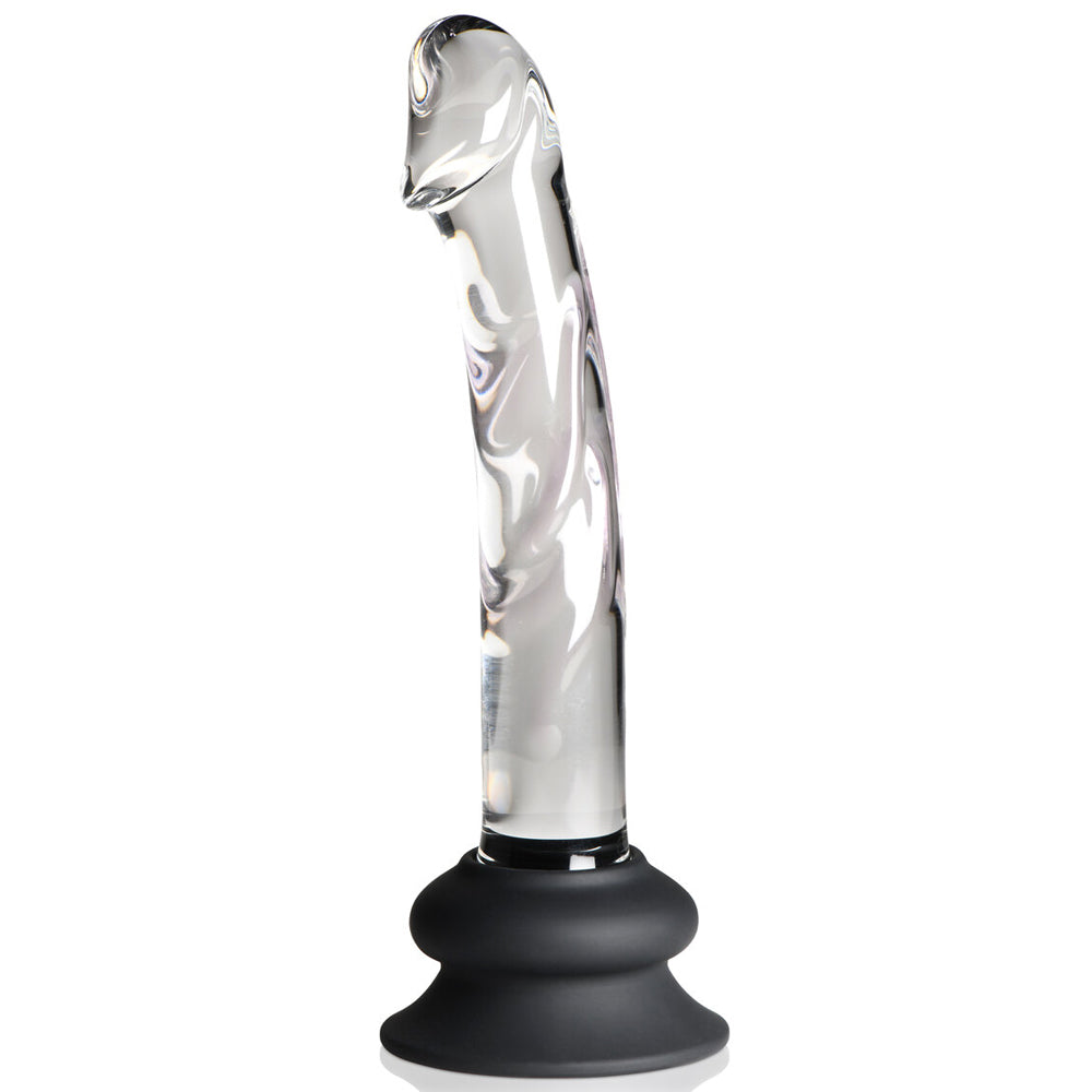 Pleasure Crystals 7" Glass Dildo With Silicone Base | 653078943931 | Available at EroticWarehouse.com