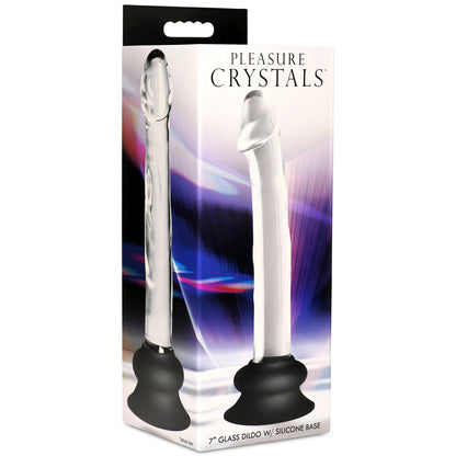 Pleasure Crystals 7" Glass Dildo With Silicone Base | 653078943931 | Available at EroticWarehouse.com