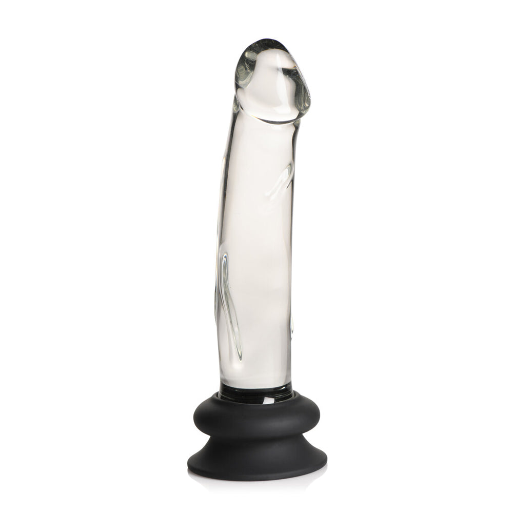 Pleasure Crystals 7.6" Glass Dildo With Silicone Base Clear | 653078943948 | Available at EroticWarehouse.com