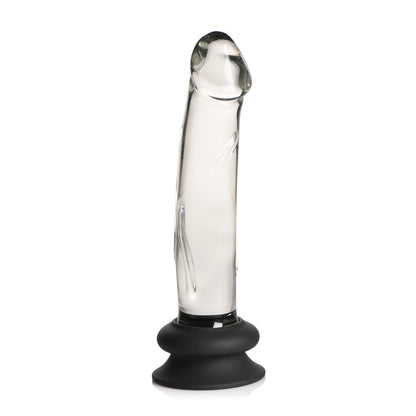 Pleasure Crystals 7.6" Glass Dildo With Silicone Base Clear | 653078943948 | Available at EroticWarehouse.com