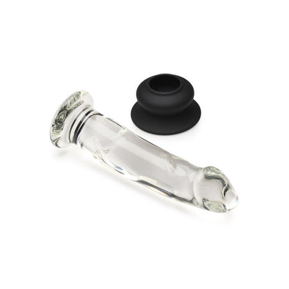 Pleasure Crystals 7.6" Glass Dildo With Silicone Base Clear | 653078943948 | Available at EroticWarehouse.com