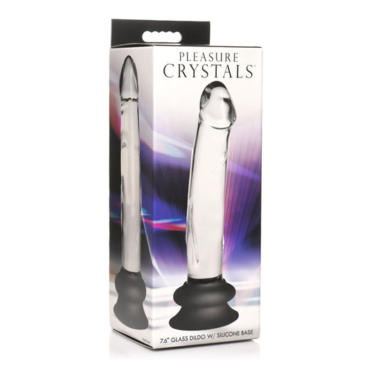 Pleasure Crystals 7.6" Glass Dildo With Silicone Base Clear | 653078943948 | Available at EroticWarehouse.com