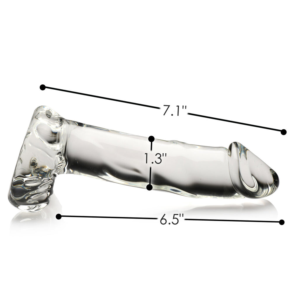 Pleasure Crystals 7.1" Glass Dildo With Balls | 653078943955 | Available at EroticWarehouse.com