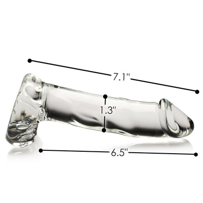 Pleasure Crystals 7.1" Glass Dildo With Balls | 653078943955 | Available at EroticWarehouse.com