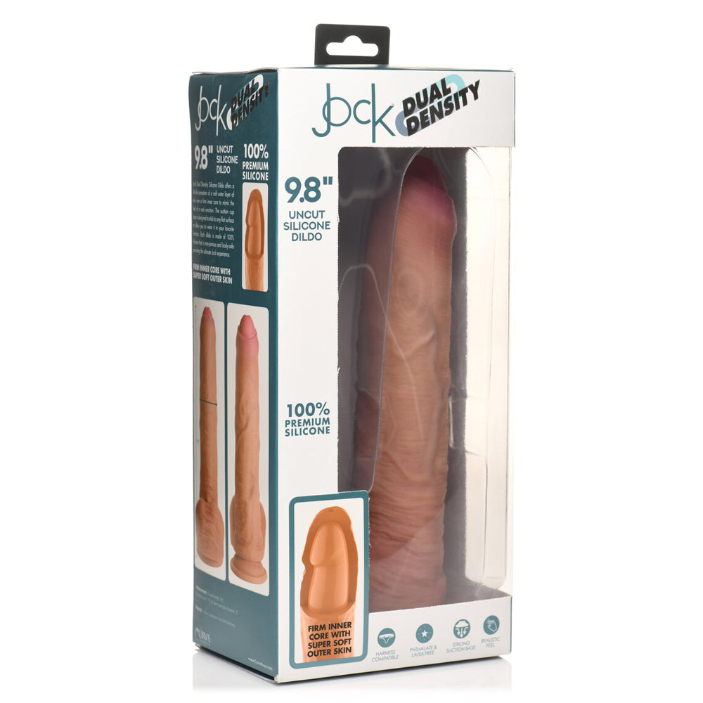 Jock 9.8" Uncut Dual Density Silicone Dildo With Balls Light | 653078943993 | Available at EroticWarehouse.com