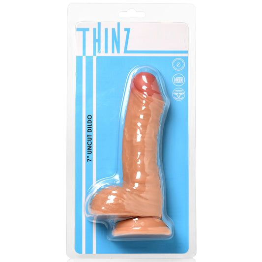 Thinz 7" Uncut Dildo With Balls Light | 653078944075 | Available at EroticWarehouse.com