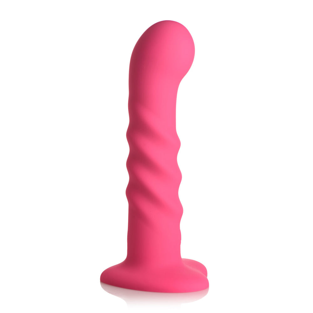 Simply Sweet 21X Vibrating Ribbed Silicone Dildo With Remote Pink | 653078944105 | Available at EroticWarehouse.com