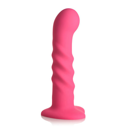 Simply Sweet 21X Vibrating Ribbed Silicone Dildo With Remote Pink | 653078944105 | Available at EroticWarehouse.com