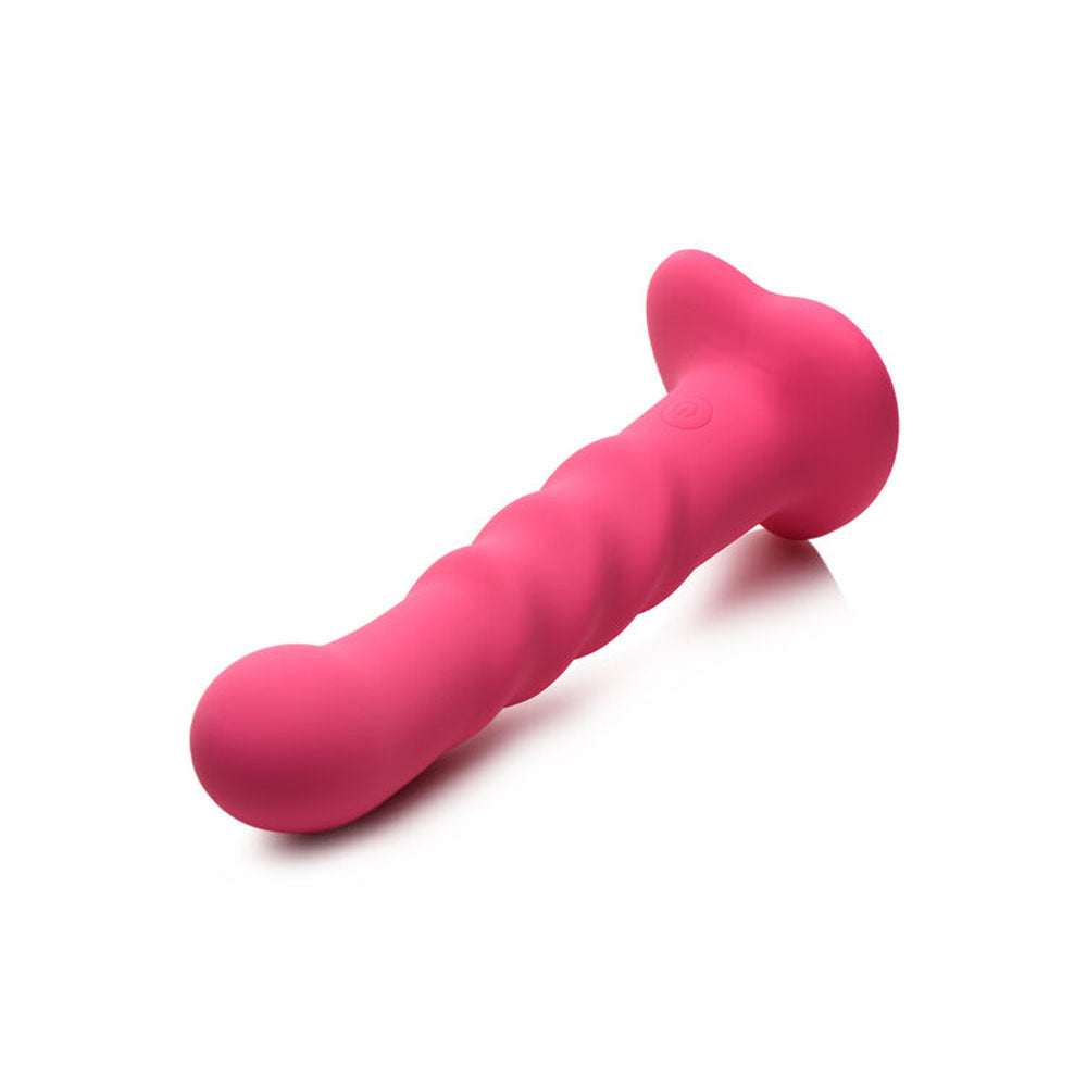 Simply Sweet 21X Vibrating Ribbed Silicone Dildo With Remote Pink | 653078944105 | Available at EroticWarehouse.com