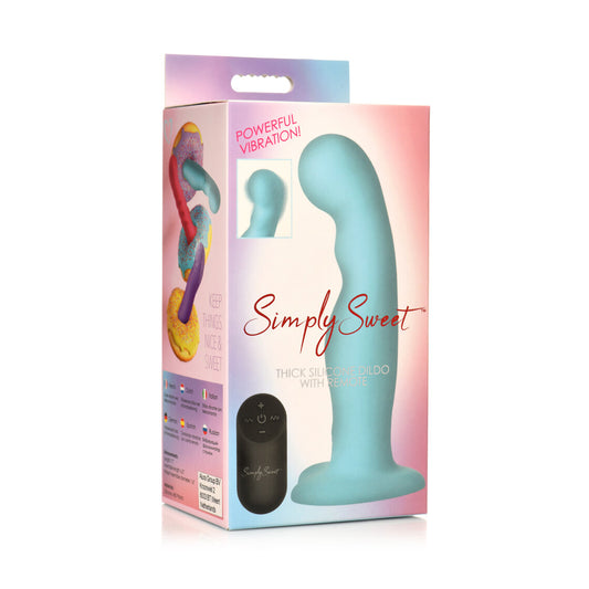 Simply Sweet 21X Vibrating Thick Silicone Dildo With Remote Blue | 653078944129 | Available at EroticWarehouse.com