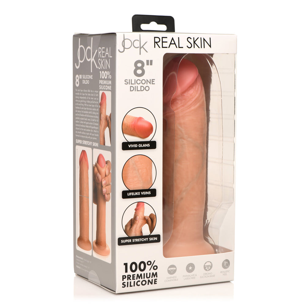 Jock 8" Realistic Skin Silicone Dildo Light | 653078944136 | Available at EroticWarehouse.com