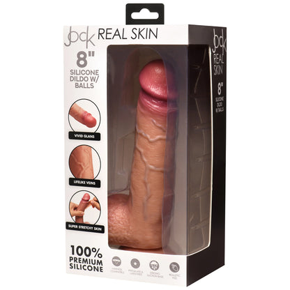 Jock Real Skin 8" Silicone Dildo W/ Balls Medium | 653078944785 | Available at EroticWarehouse.com