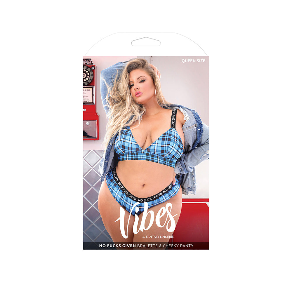 No Fucks Given Bralette & Cheeky Panty - Queen Size Boxed | 657447081750 | Available at EroticWarehouse.com