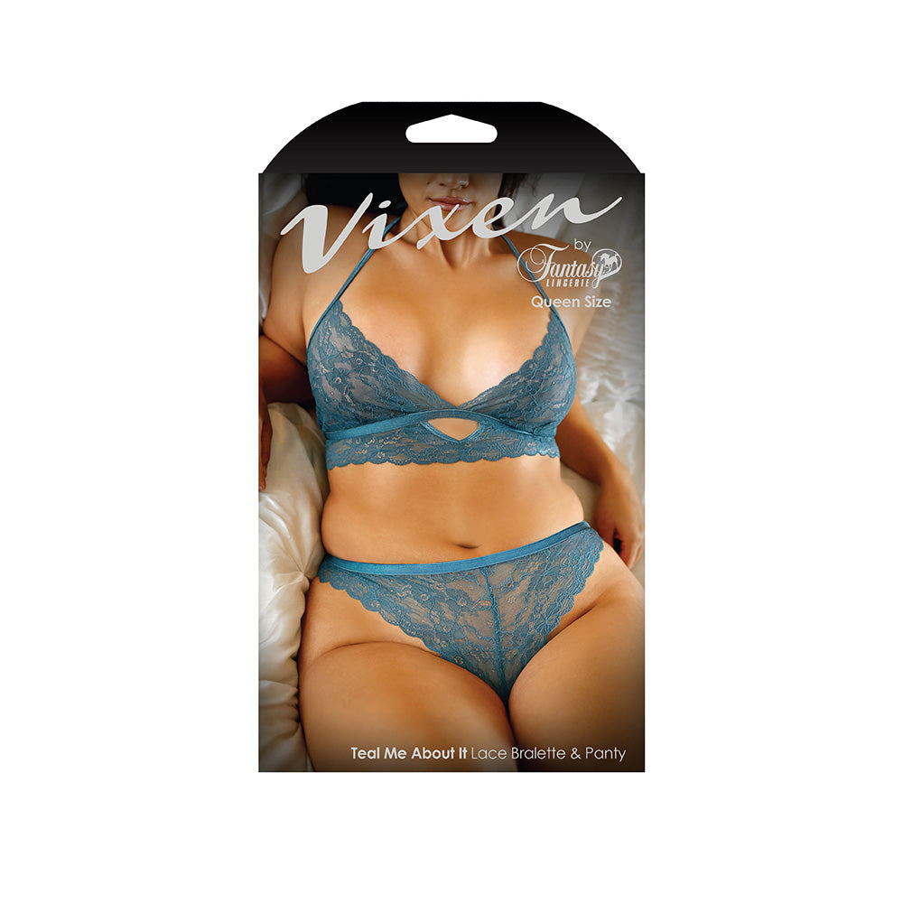 Teal Me About It Lace Bralette & Panty Queen Size | 657447086038 | Available at EroticWarehouse.com