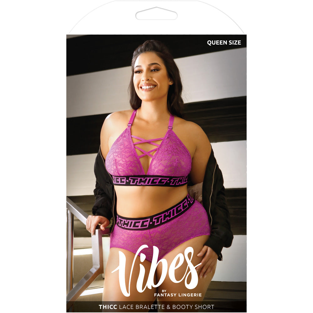 Thicc Lace Bralette & Booty Short Queen | 657447087370 | Available at EroticWarehouse.com