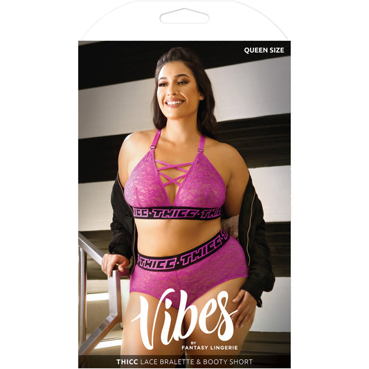 Thicc Lace Bralette & Booty Short Queen | 657447087370 | Available at EroticWarehouse.com