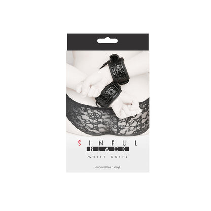 Sinful - Black - Wrist Cuffs | 657447092251 | Available at EroticWarehouse.com