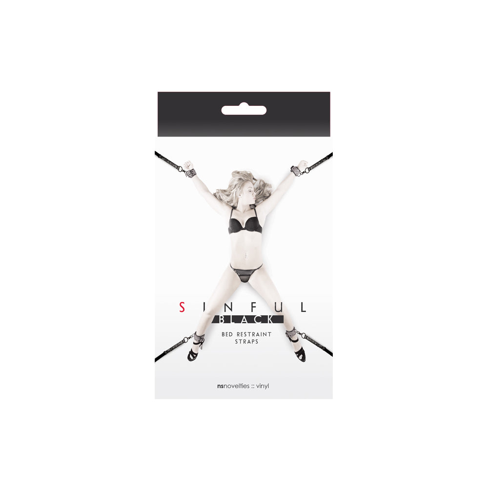 Sinful - Black - Bed Restraint Straps | 657447093708 | Available at EroticWarehouse.com