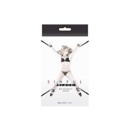 Sinful - Black - Bed Restraint Straps | 657447093708 | Available at EroticWarehouse.com