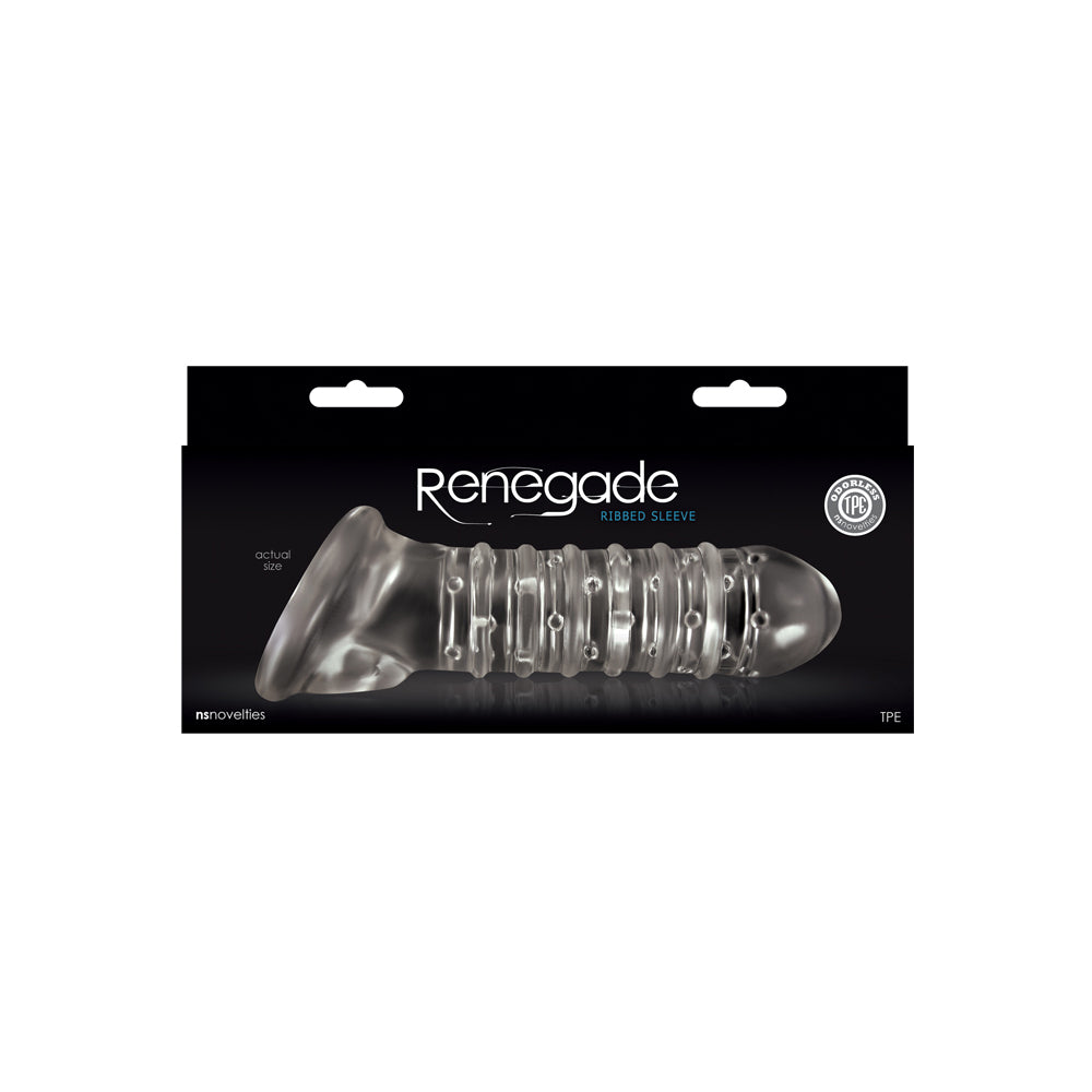 Renegade Ribbed Sleeve Clear | 657447097195 | Available at EroticWarehouse.com