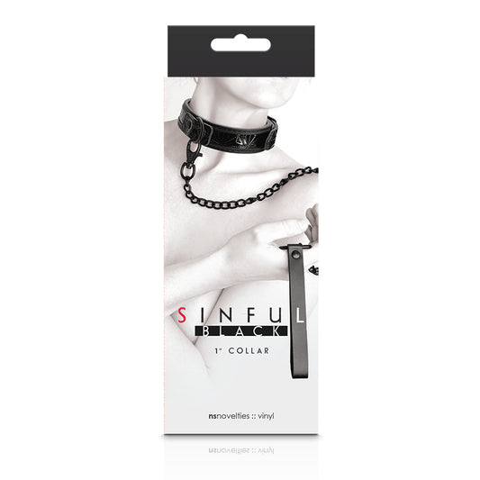 Sinful 1" Collar Black | 657447102431 | Available at EroticWarehouse.com