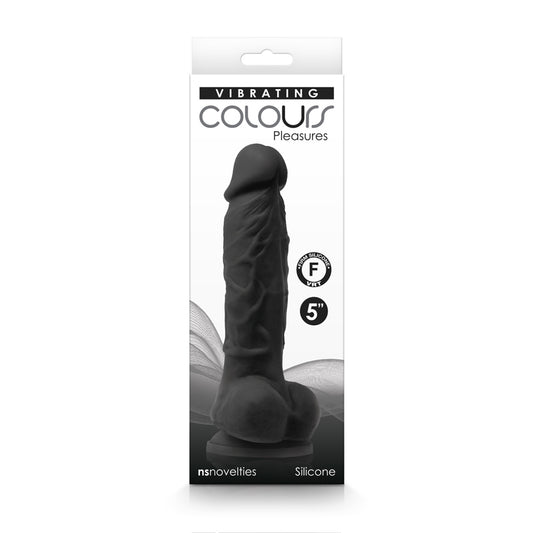 Colours Pleasures Vibrating 5" Dildo Black | 657447104237 | Available at EroticWarehouse.com