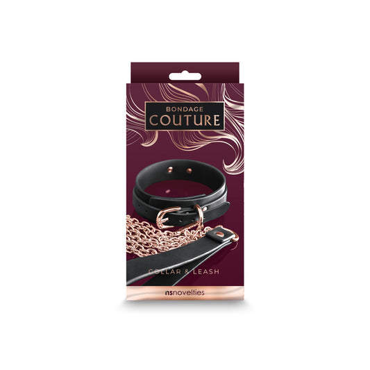 Bondage Couture Collar And Leash Black | 657447104558 | Available at EroticWarehouse.com