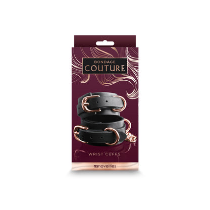 Bondage Couture Wrist Cuffs Black | 657447104565 | Available at EroticWarehouse.com