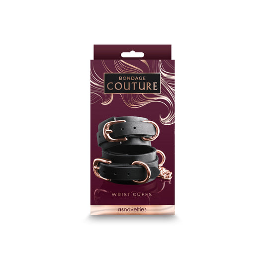Bondage Couture Wrist Cuffs Black | 657447104565 | Available at EroticWarehouse.com