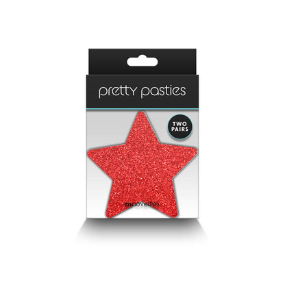 Pretty Pasties Glitter Stars Red/Silver 2 Pair | 657447107818 | Available at EroticWarehouse.com