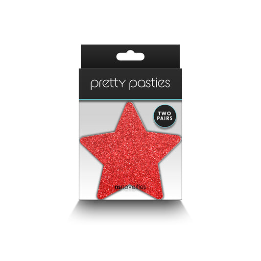 Pretty Pasties Glitter Stars Red/Silver 2 Pair | 657447107818 | Available at EroticWarehouse.com