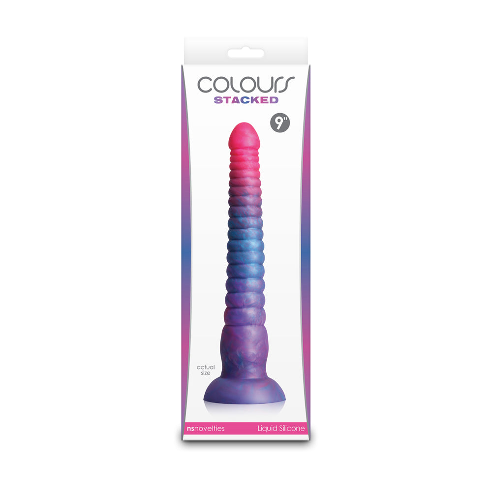 Colours Stacked 9" Dildo Pink/Blue | 657447110641 | Available at EroticWarehouse.com