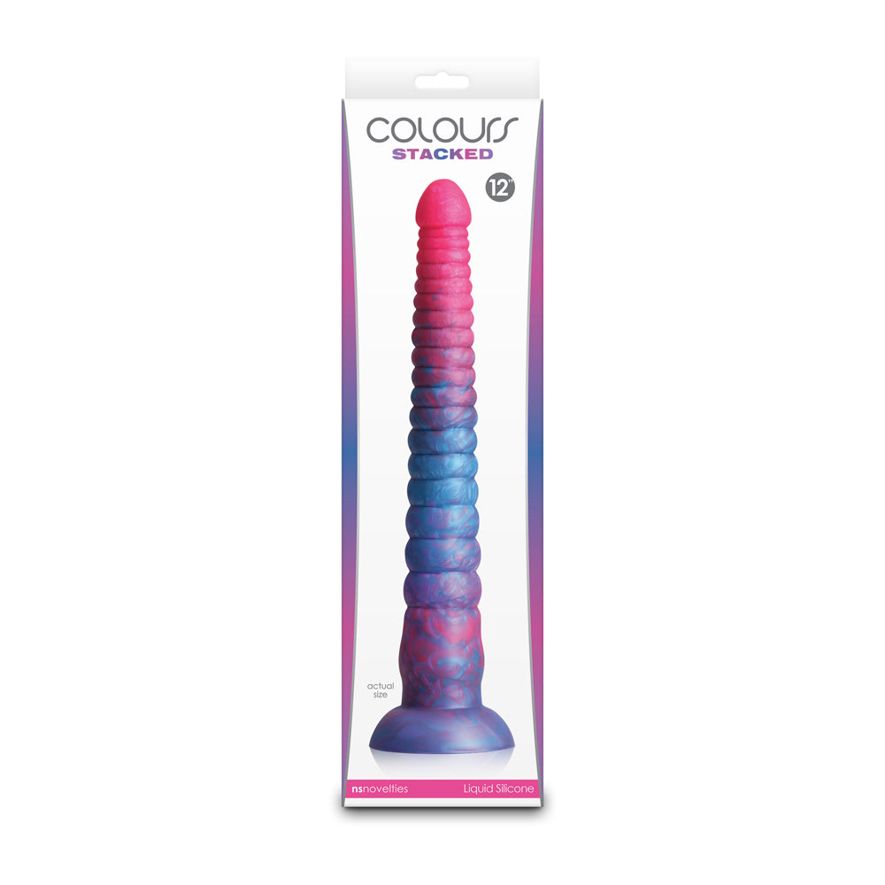 Colours Stacked 12" Dildo Pink/Blue | 657447110665 | Available at EroticWarehouse.com