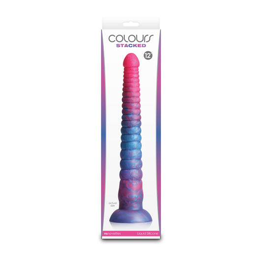 Colours Stacked 12" Dildo Pink/Blue | 657447110665 | Available at EroticWarehouse.com