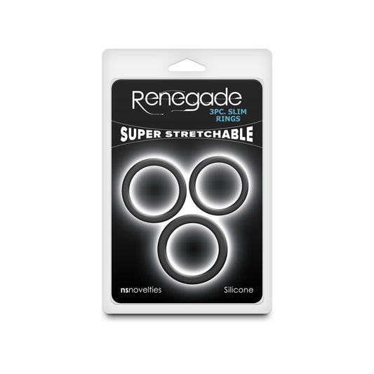 Renegade 3Pc Slim Rings Black | 657447110771 | Available at EroticWarehouse.com