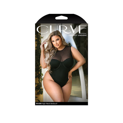 Raven High Neck Bodysuit 1X/2X | 657447300783 | Available at EroticWarehouse.com