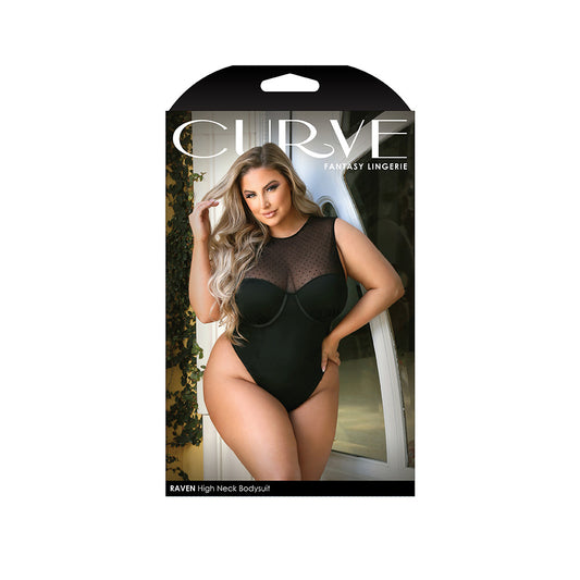 Raven High Neck Bodysuit 1X/2X | 657447300783 | Available at EroticWarehouse.com