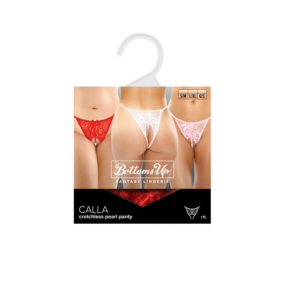Calla Crotchless Lace Pearl Panty White Queen Size | 657447303876 | Available at EroticWarehouse.com