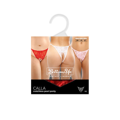 Calla Crotchless Lace Pearl Panty White Queen Size | 657447303876 | Available at EroticWarehouse.com