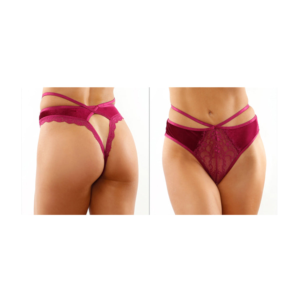 Kalina Velvet Cut-Out Thong With Keyhole Back S/M | 657447304064 | Available at EroticWarehouse.com