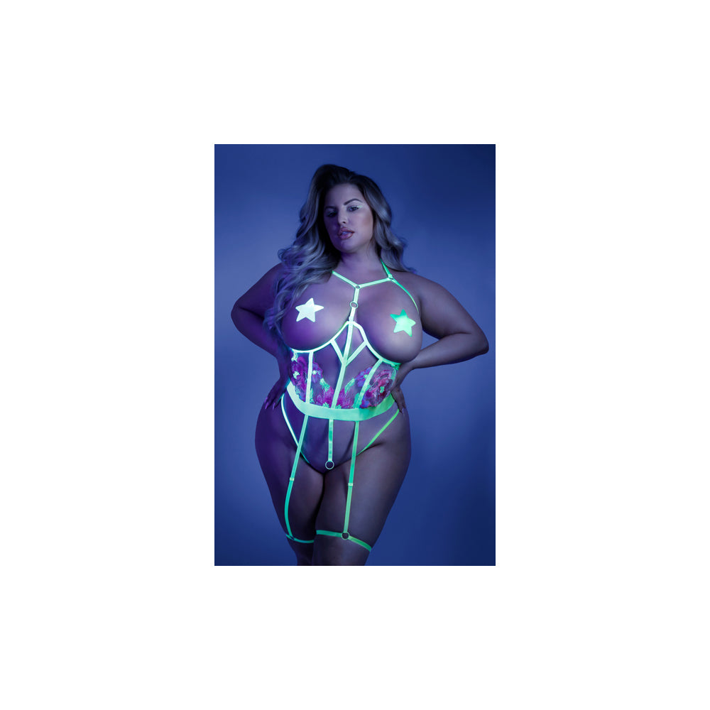 In A Trance Crotchless Teddy With Leg Garters Queen Size | 657447305146 | Available at EroticWarehouse.com