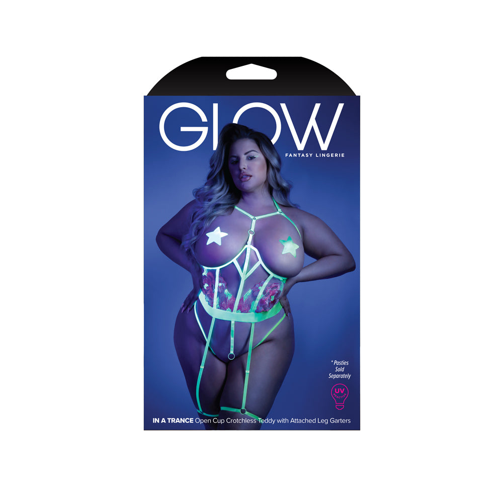 In A Trance Crotchless Teddy With Leg Garters Queen Size | 657447305146 | Available at EroticWarehouse.com