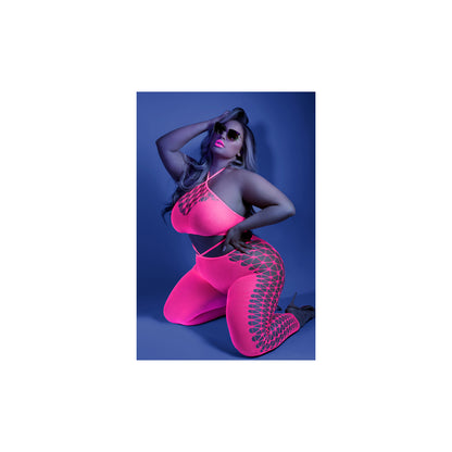 Own The Night Bodystocking Queen Size Neon Pink | 657447305269 | Available at EroticWarehouse.com