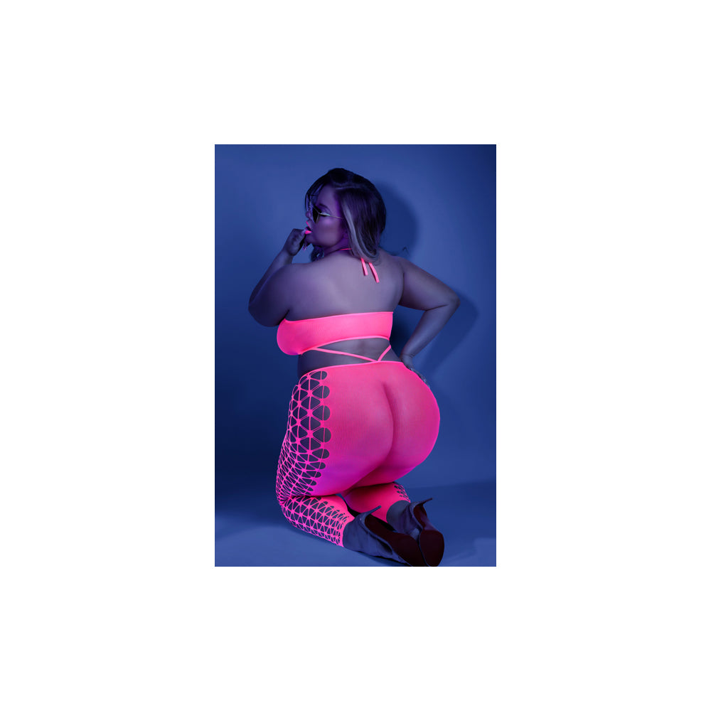 Own The Night Bodystocking Queen Size Neon Pink | 657447305269 | Available at EroticWarehouse.com